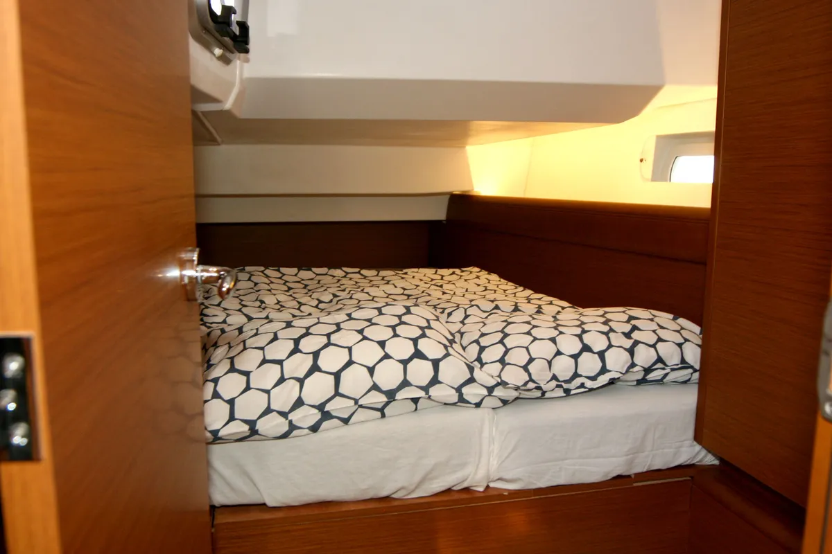 Cabin on Happy Welcome, a Jeanneau Sun Odyssey 419 sailboat at Punat, Croatia