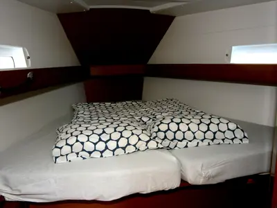 Cabin on Happy Welcome, a Jeanneau Sun Odyssey 419 sailboat at Punat, Croatia