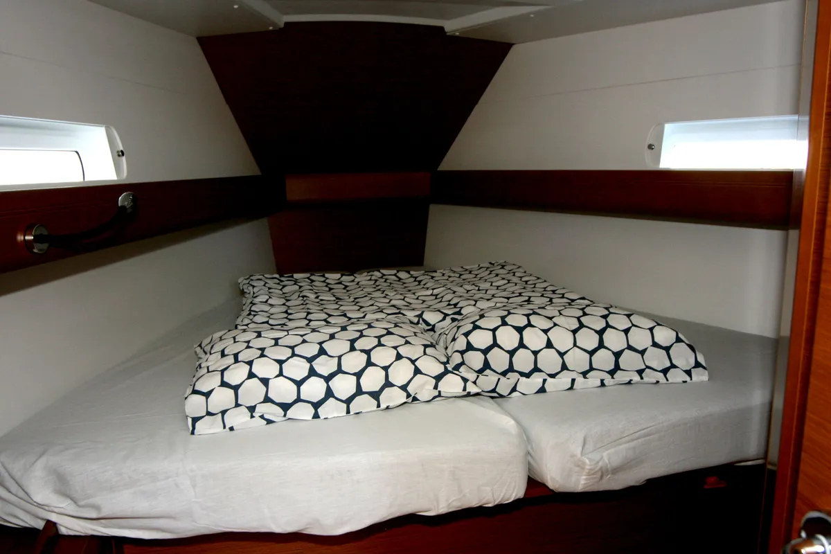Cabin on Happy Welcome, a Jeanneau Sun Odyssey 419 sailboat at Punat, Croatia