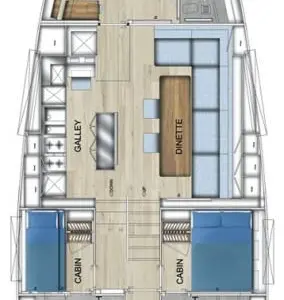Floor plan of Gigreca, a Admiral Yachts Silent 76 sailboat at Athens, Greece