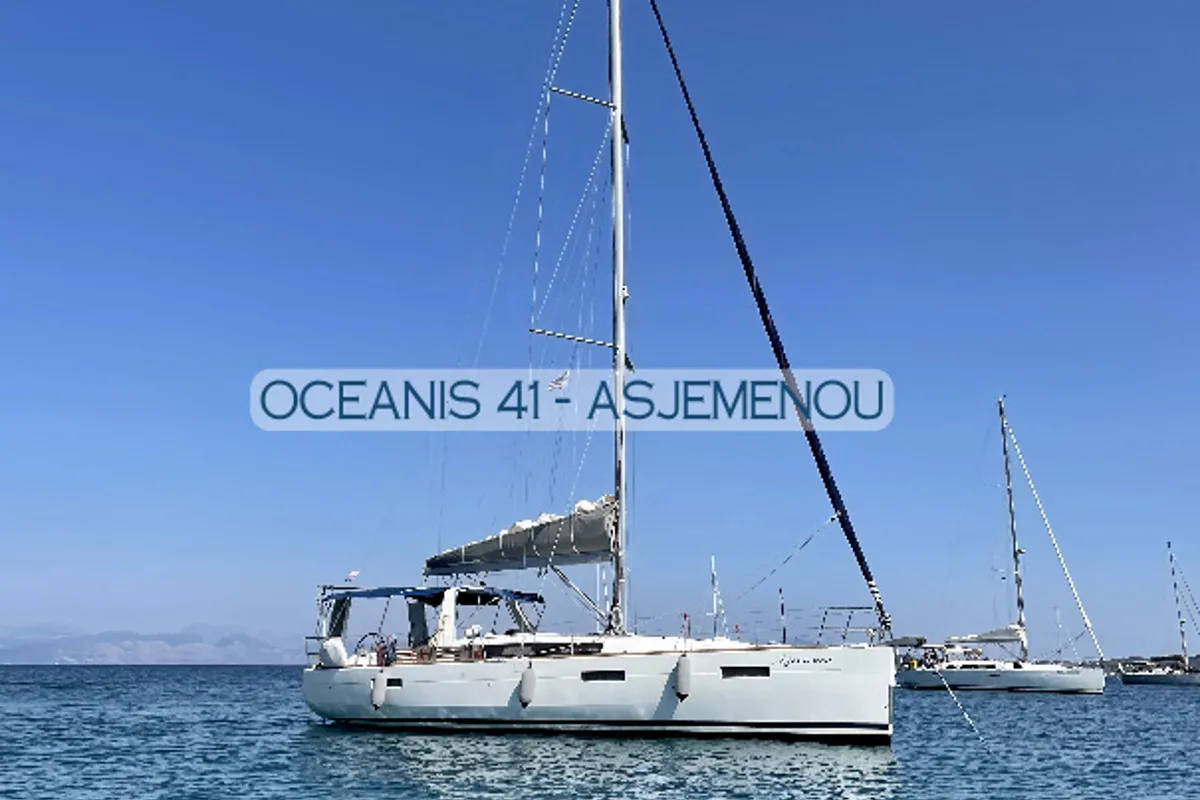 Exterior view of Comfort, a Beneteau Oceanis 41 sailboat at Kontokali, Greece