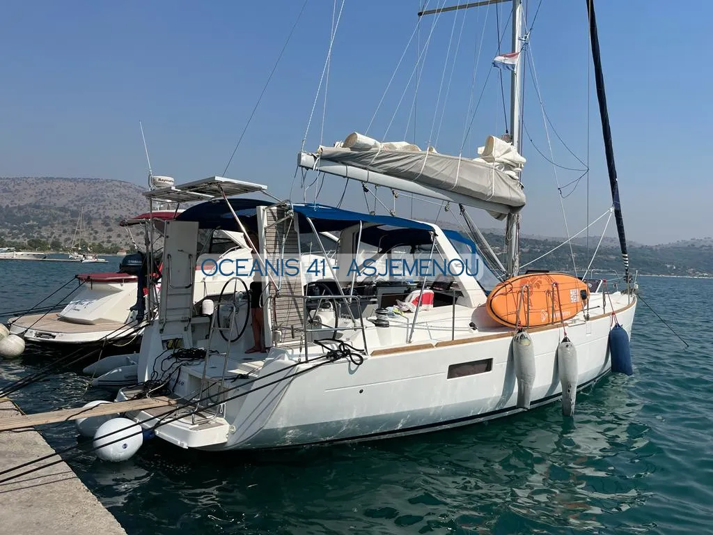Exterior view of Comfort, a Beneteau Oceanis 41 sailboat at Kontokali, Greece