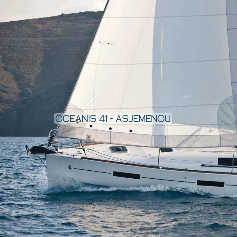 Exterior view of Comfort, a Beneteau Oceanis 41 sailboat at Kontokali, Greece