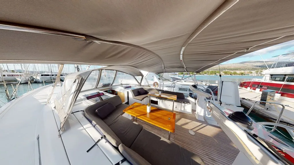 Deck of Air King, a Hanse 548 - 5 + 1 cab. sailboat at Trogir, Croatia