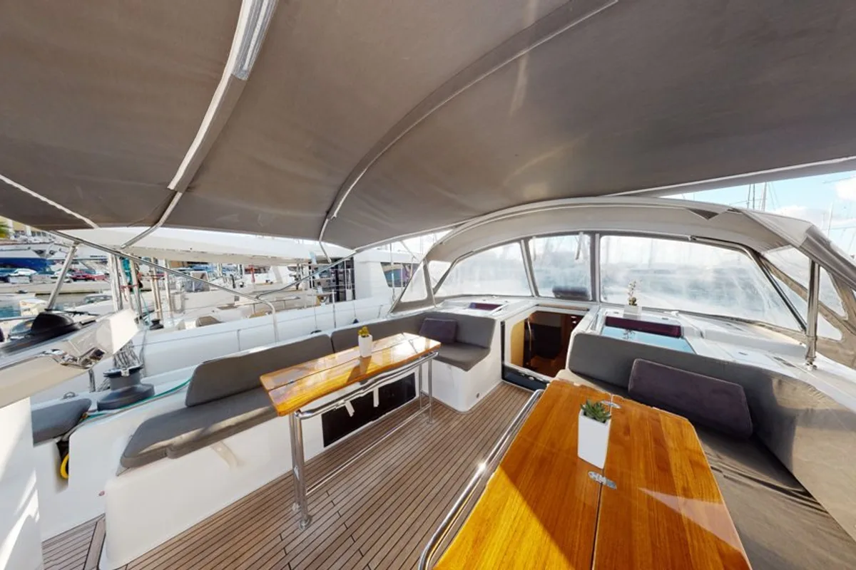 Deck of Air King, a Hanse 548 - 5 + 1 cab. sailboat at Trogir, Croatia
