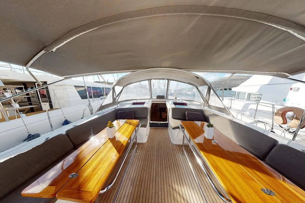 Deck of Air King, a Hanse 548 - 5 + 1 cab. sailboat at Trogir, Croatia