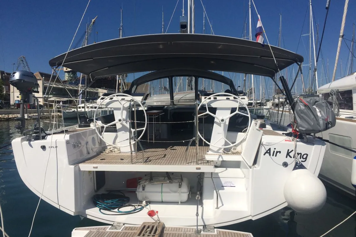 Exterior view of Air King, a Hanse 548 - 5 + 1 cab. sailboat at Trogir, Croatia