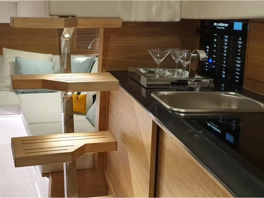 Salon of Bliss, a De Antonio D42 motorboat at Lavrion, Greece