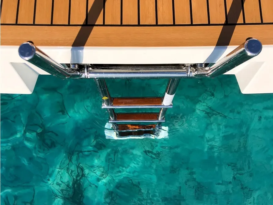 Bliss, a De Antonio D42 motorboat at Lavrion, Greece