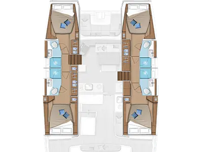 Floor plan of Carcharias, a Lagoon 46 catamaran at Kontokali, Greece