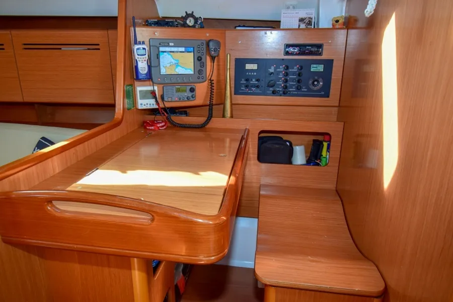Salon of Filyos, a Beneteau Cyclades 50.5 sailboat at Marmaris, Turkey