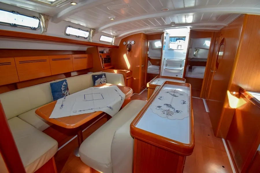 Salon of Filyos, a Beneteau Cyclades 50.5 sailboat at Marmaris, Turkey