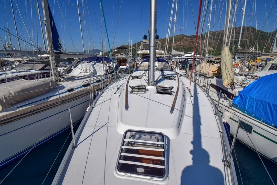 Deck of Filyos, a Beneteau Cyclades 50.5 sailboat at Marmaris, Turkey