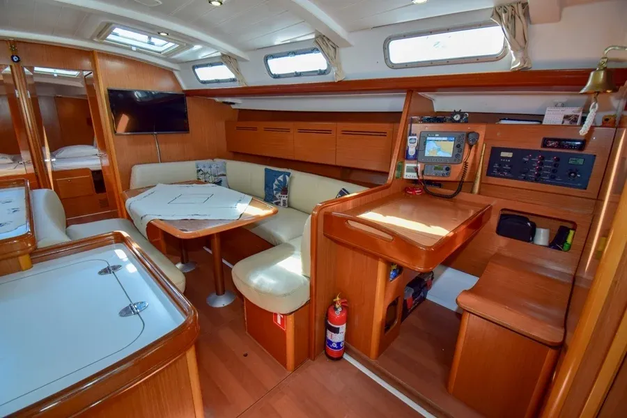 Salon of Filyos, a Beneteau Cyclades 50.5 sailboat at Marmaris, Turkey
