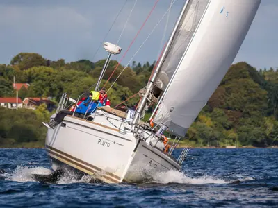Salon of Pluto, a Jeanneau Sun Odyssey 379 sailboat at Flensburg, Germany