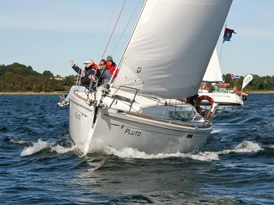 Exterior view of Pluto, a Jeanneau Sun Odyssey 379 sailboat at Flensburg, Germany