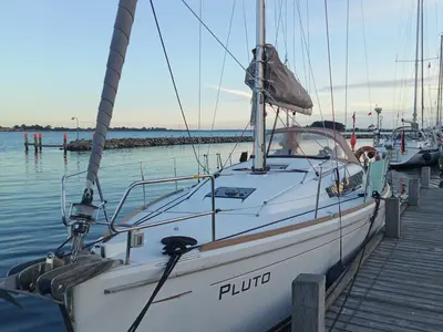 Exterior view of Pluto, a Jeanneau Sun Odyssey 379 sailboat at Flensburg, Germany