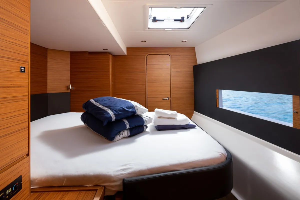 Cabin on Clo, a Dufour 48 Catamaran catamaran at Primošten, Croatia