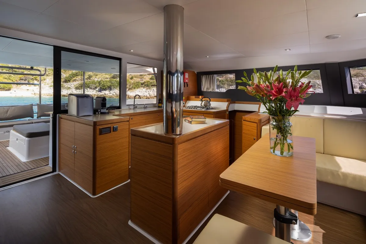 Galley of Clo, a Dufour 48 Catamaran catamaran at Primošten, Croatia