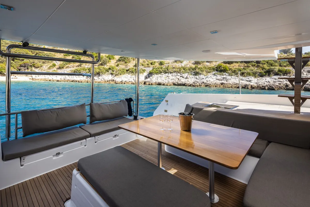 Deck of Clo, a Dufour 48 Catamaran catamaran at Primošten, Croatia