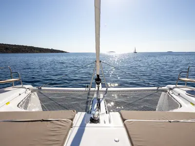 Deck of Clo, a Dufour 48 Catamaran catamaran at Primošten, Croatia