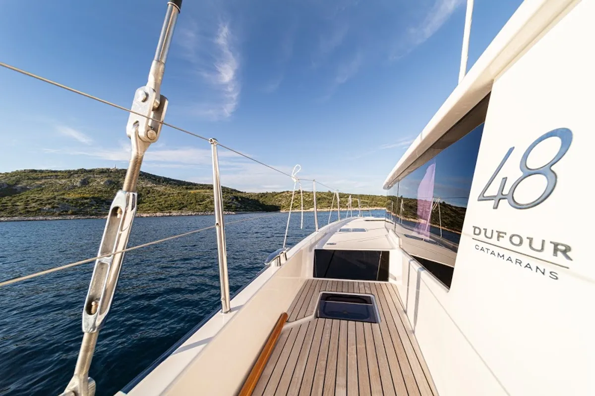 Deck of Clo, a Dufour 48 Catamaran catamaran at Primošten, Croatia