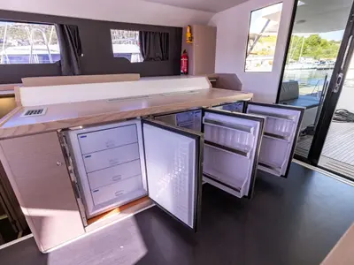 Galley of Clo, a Dufour 48 Catamaran catamaran at Primošten, Croatia