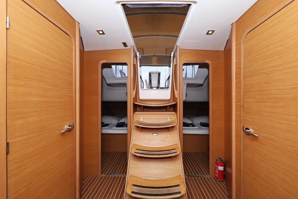 Cabin on Horido, a Dufour 460 GL sailboat at Grad Trogir, Croatia
