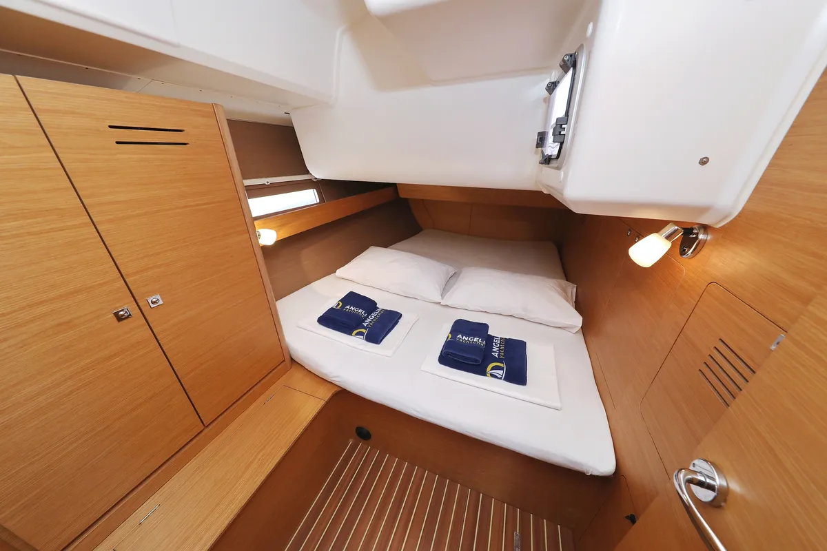 Cabin on Horido, a Dufour 460 GL sailboat at Grad Trogir, Croatia