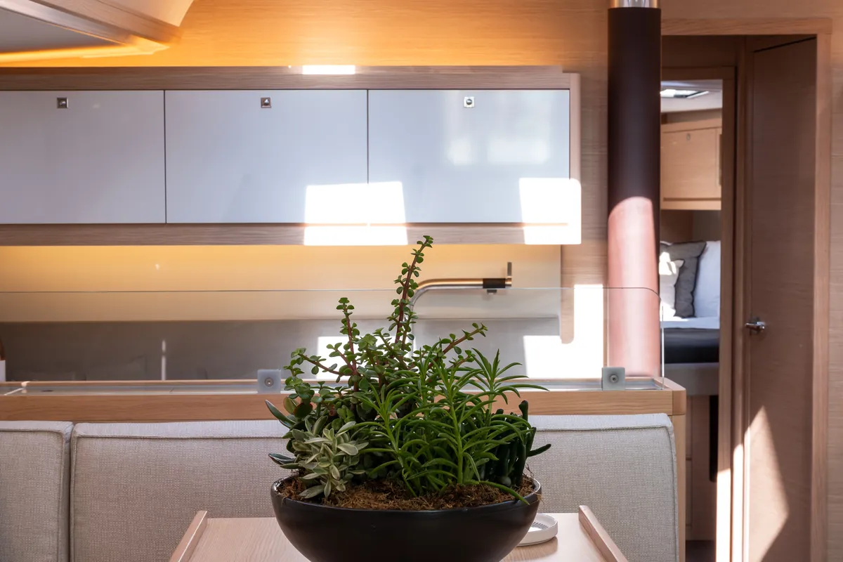 Galley of Ionian Blue, a Dufour 530 sailboat at Preveza, Greece
