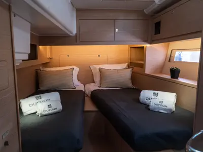 Cabin on Ionian Blue, a Dufour 530 sailboat at Preveza, Greece