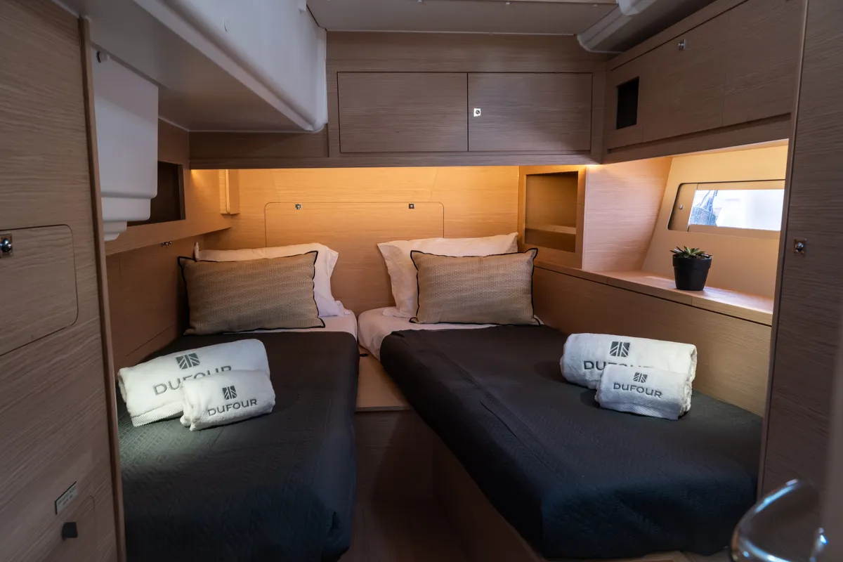 Cabin on Ionian Blue, a Dufour 530 sailboat at Preveza, Greece