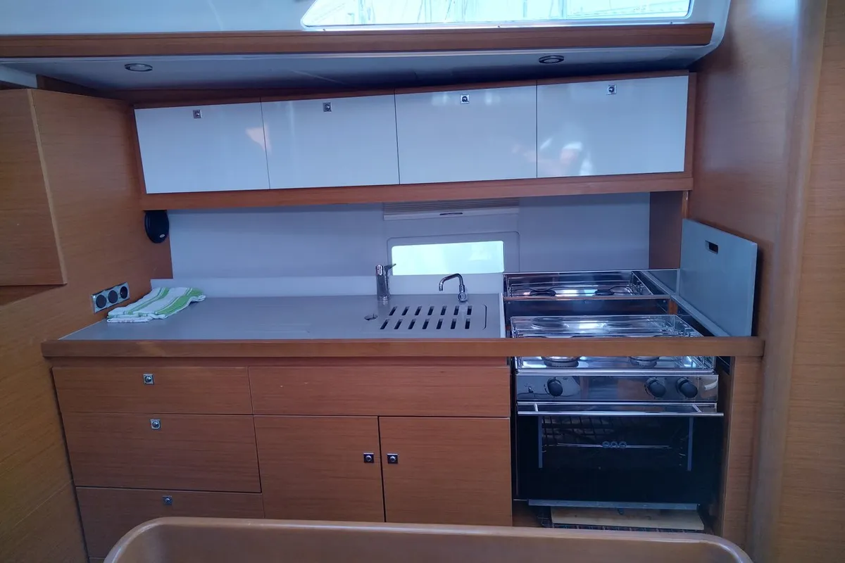 Galley of Triumph, a Dufour 430 sailboat at Kontokali, Greece