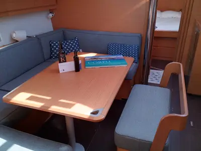 Salon of Triumph, a Dufour 430 sailboat at Kontokali, Greece