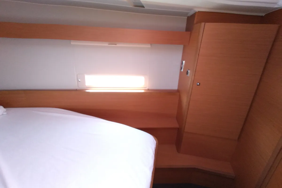 Cabin on Triumph, a Dufour 430 sailboat at Kontokali, Greece