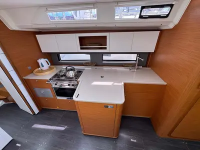 Galley of Aventura, a Dufour 41 sailboat at Grad Trogir, Croatia