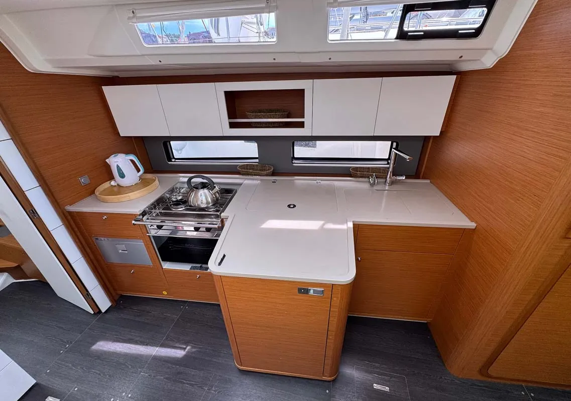 Galley of Aventura, a Dufour 41 sailboat at Grad Trogir, Croatia