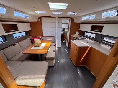 Salon of Aventura, a Dufour 41 sailboat at Grad Trogir, Croatia