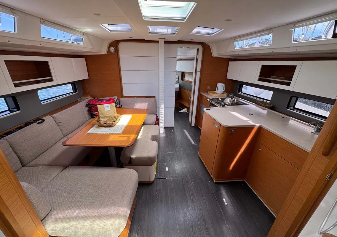 Salon of Aventura, a Dufour 41 sailboat at Grad Trogir, Croatia