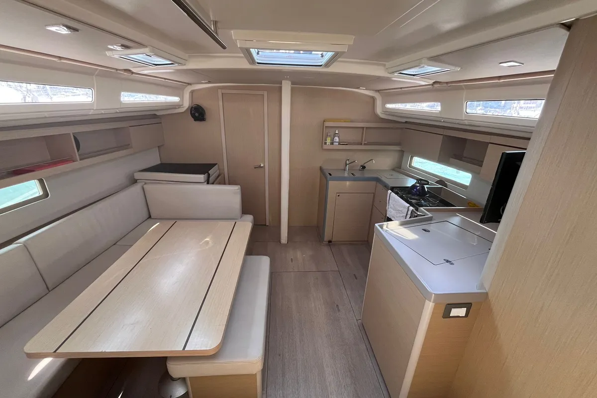 Salon of Les Gones, a Beneteau Oceanis 40.1 sailboat at Hyères, France