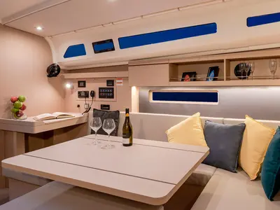 Salon of Oceanis 40.1 Club, a Beneteau Oceanis 40.1 sailboat at Procida, Italy