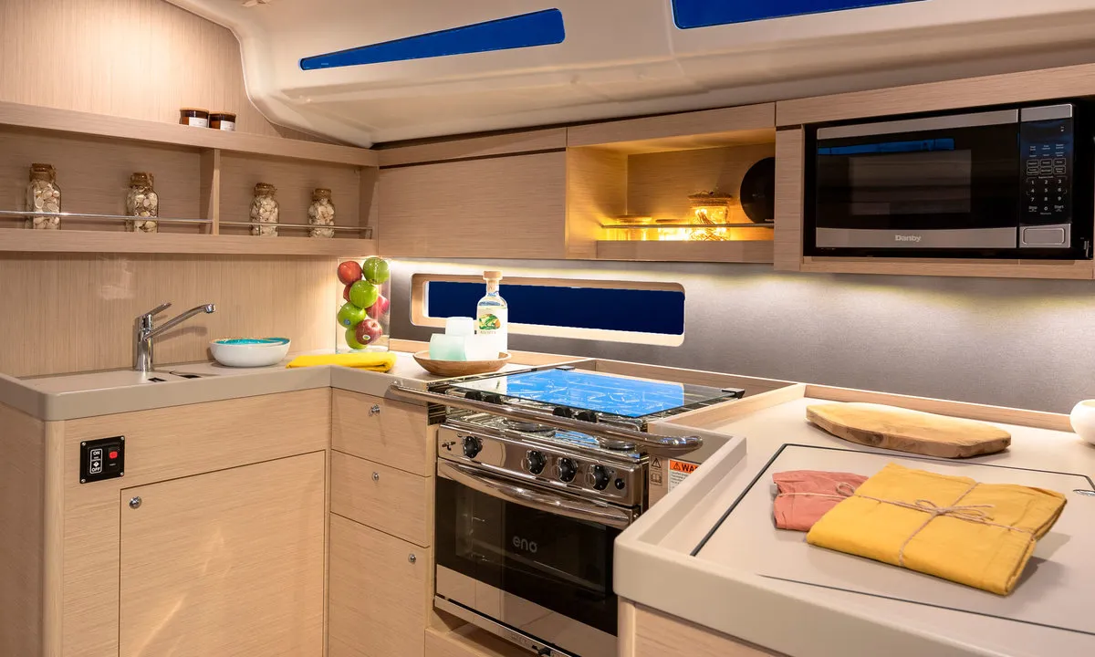 Galley of Oceanis 40.1 Club, a Beneteau Oceanis 40.1 sailboat at Procida, Italy