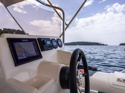 Cockpit of 281744ML, a Barracuda 530 RIB motorboat at Mali Lošinj, Croatia