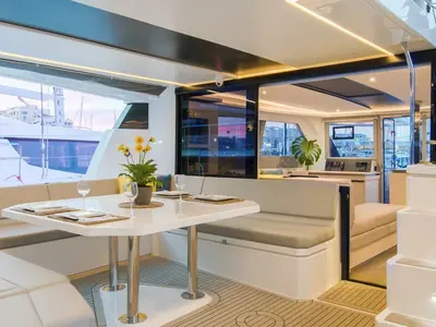 Deck of Moorings 5000-6 Exclusive, a Leopard 50 catamaran at Marigot, France