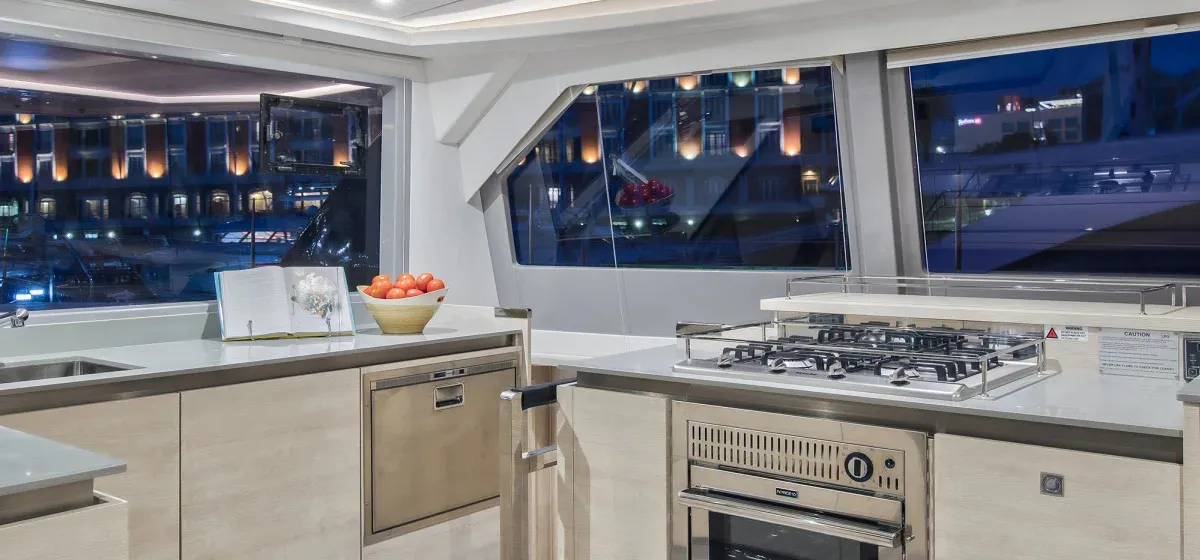 Galley of Moorings 5000-6 Exclusive, a Leopard 50 catamaran at Marigot, France