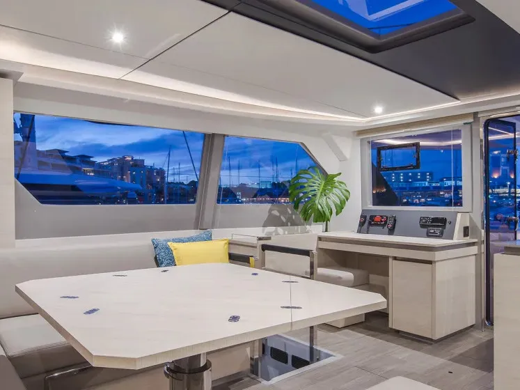 Salon of Moorings 5000-6 Exclusive, a Leopard 50 catamaran at Marigot, France