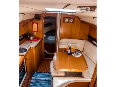 Salon of Sophia, a Jeanneau Sun Odyssey 33 sailboat at Volos Municipality, Greece