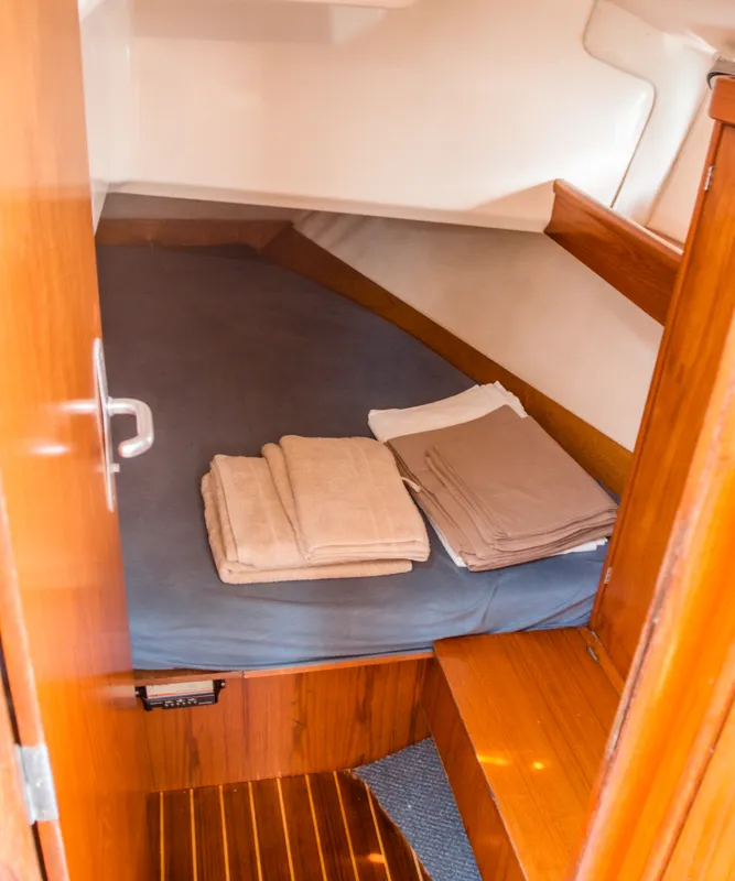 Cabin on Sophia, a Jeanneau Sun Odyssey 33 sailboat at Volos Municipality, Greece