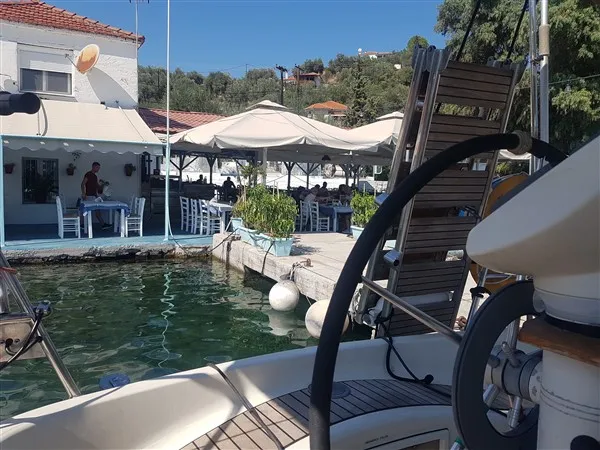 Deck of Sophia, a Jeanneau Sun Odyssey 33 sailboat at Volos Municipality, Greece