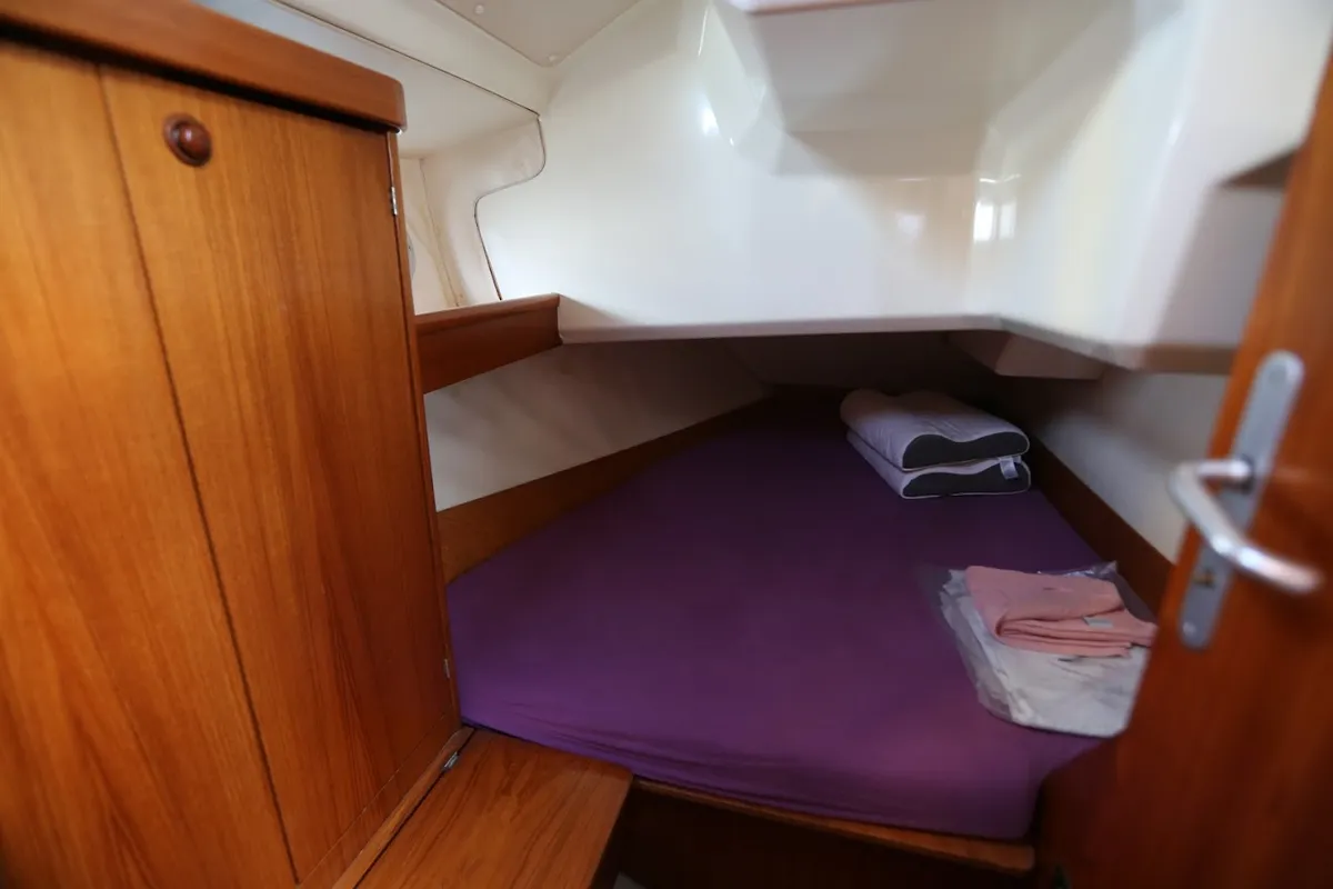 Cabin on Sophia, a Jeanneau Sun Odyssey 33 sailboat at Volos Municipality, Greece